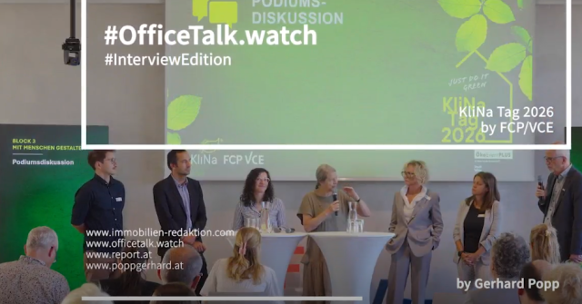 Podiumsdiskussion beim KliNa Tag 2026 mit Tobias Müllner, Patrick Huber, Elisabeth Leitner, Helga Kromp-Kolb, Maria Resch und Barbara Laa, moderiert von Martin Brandner 