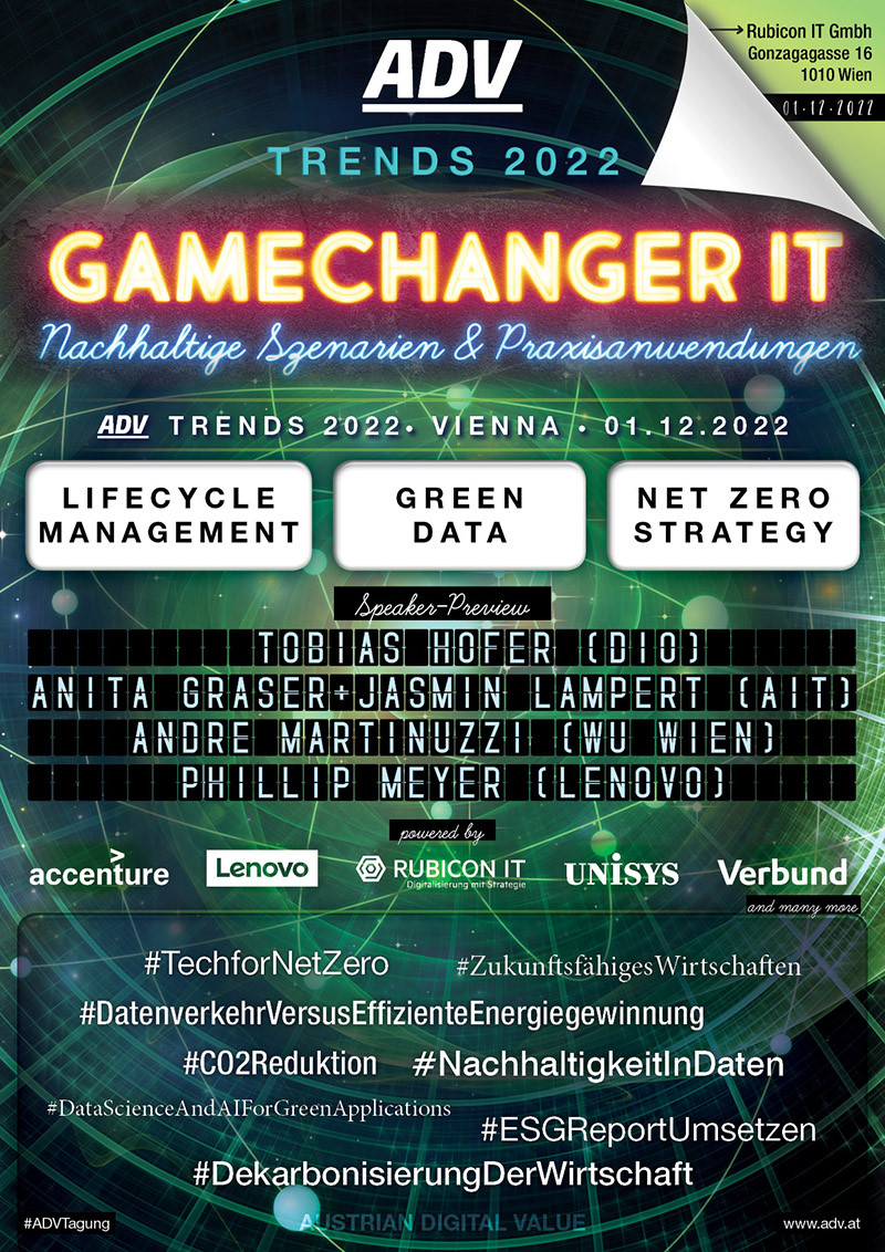 Tickets für ADV-Event: Gamechanger IT - nachhaltige Szenarien und Praxisanwendungen