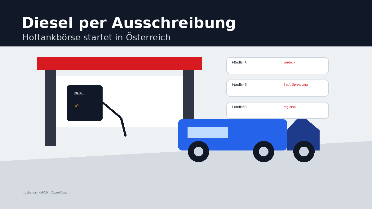 Illustration: Digitale Angebote für Diesel an einer Betriebstankstelle
