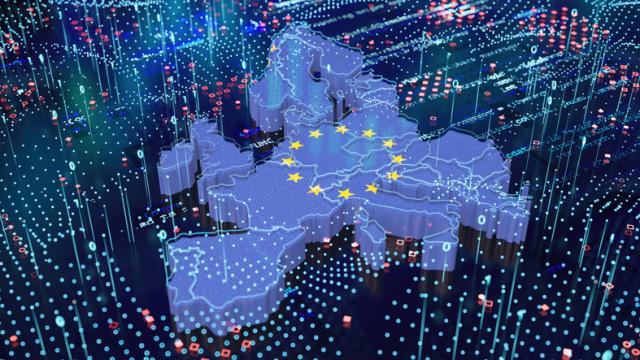 Illustration EU in Datenwelt