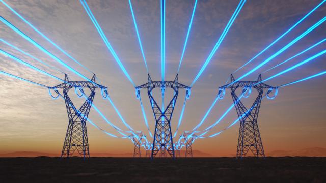 Illustration von Strom- und Überlandleitungen
