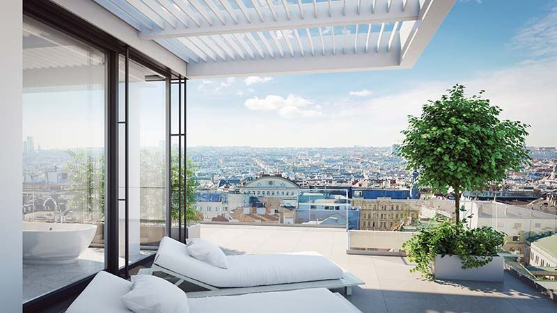 Foto: Bauen mit Weitblick: Eine atemberaubende Sicht über Wien bietet das exklusive Penthouse.