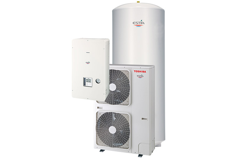 Die Luft-Wasser-Wärmepumpe besteht aus einem Außengerät und der Hydrobox als Innengerät. 