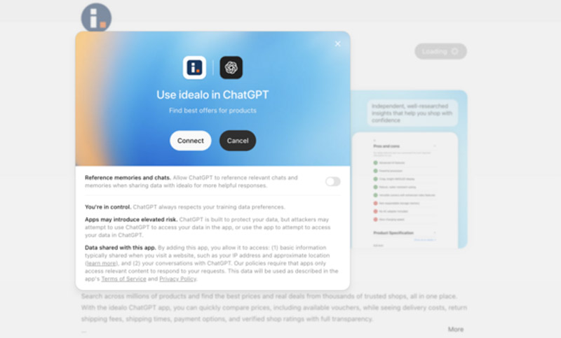 idealo: Einbindung in ChatGPT