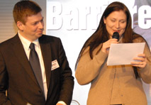 Preisverleihung des ebiz egovernment award am 28. Jänner in Wien. Moderator Martin Szelgrad, Report Verlag, und Laudatorin LAbg GR Barbara Novak, Stadt Wien.