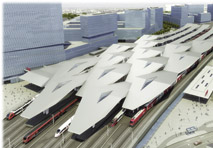 Das Rautendach ist das weithin sichtbare Erkennungszeichen des neuen Hauptbahnhofs und Beleg für österreichische Stahlbaukunst.