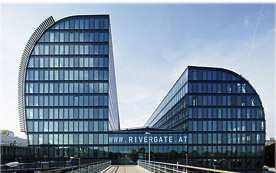 Das Rivergate (Bild) ist das erste Bürogebäude Österreichs mit einer offiziellen LEED-Gold-Auszeichnung, die Siemens City auch. Recht haben beide.